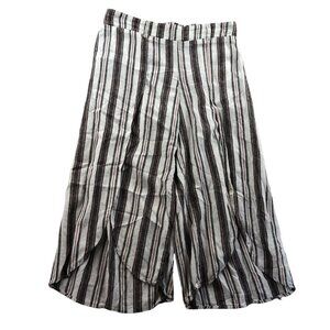 Maurices Womens Pants Medium Striped Wide-Leg Linen Blend Pull On Casual Travel